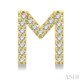 1/8 Ctw Initial 'M' Round Cut Diamond Earrings in 10K Yellow Gold